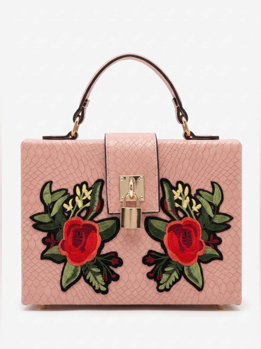 🇨🇦ALDO Pink Floral Applique, Box-Shaped Top-Handle Bag